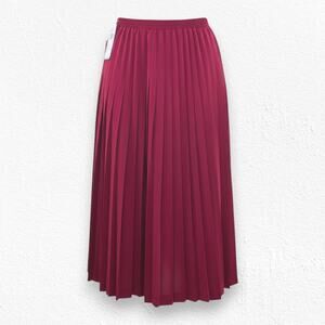 Alfred Dunner Pleated Midi Skirt 2000s Berry Elastic Waist Size 14